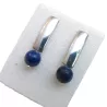 Boucles d'oreilles pendantes en acier inoxydable et pierre lapis lazuli