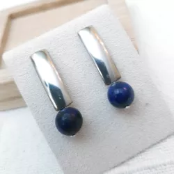 Boucles d'oreilles pendantes en acier inoxydable et pierre lapis lazuli