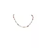 Collier crochet Pioui avec pierres naturelles quartz rose jaspe et grenat, fermoir en acier inoxydable doré