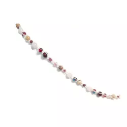 Collier crochet Pioui avec pierres naturelles quartz rose jaspe et grenat, fermoir en acier inoxydable doré