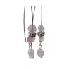 Boucles d'oreilles grands crochets en acier inoxydable et quartz rose
