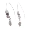 Boucles d'oreilles grands crochets en acier inoxydable et quartz rose