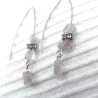 Boucles d'oreilles grands crochets en acier inoxydable et quartz rose