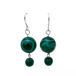 Boucles d’oreilles pendantes crochets en malachite et acier inoxydable
