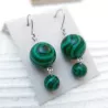 Boucles d’oreilles pendantes crochets en malachite et acier inoxydable