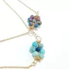 collier long rope Alysson acier inoxydable argenté ou dorée avec fleurs en pierres naturelles