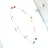 collier long rope Alysson acier inoxydable argenté ou dorée avec fleurs en pierres naturelles