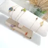 collier long rope Alysson acier inoxydable argenté ou dorée avec fleurs en pierres naturelles