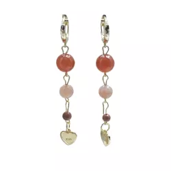 Boucles Mimi pendantes en pierres naturelles et breloque coeur