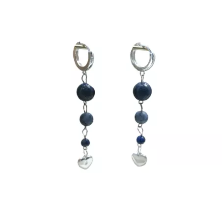 Boucles Mimi pendantes en pierres naturelles et breloque coeur