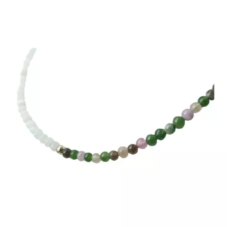 Collier Mwa chocker en pierres naturelles bicolores