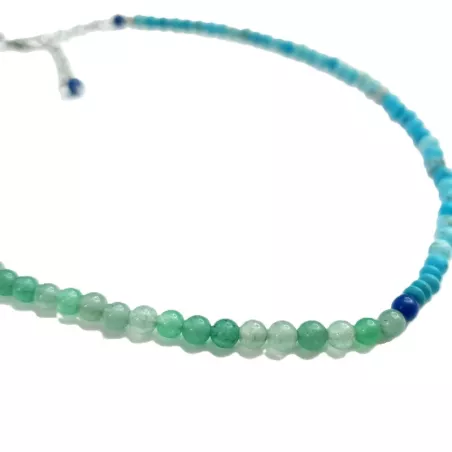 Collier Mwa chocker en pierres naturelles bicolores
