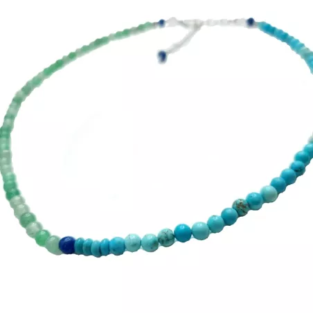 Collier Mwa chocker en pierres naturelles bicolores