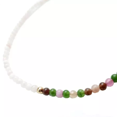Collier Mwa chocker en pierres naturelles bicolores