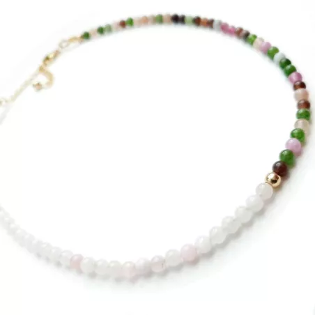 Collier Mwa chocker en pierres naturelles bicolores