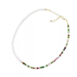 Collier Mwa chocker en pierres naturelles bicolores