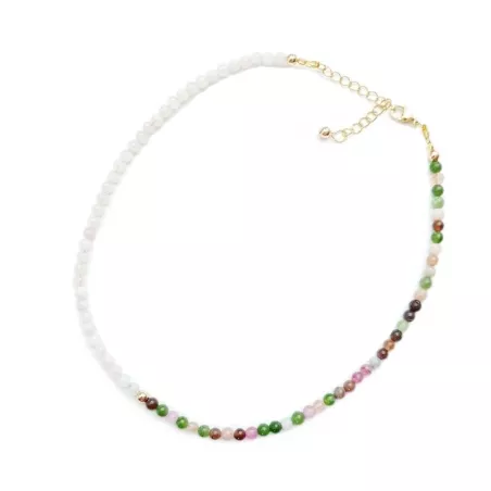 Collier Mwa chocker en pierres naturelles bicolores