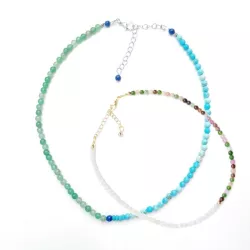 Collier Mwa chocker en pierres naturelles bicolores