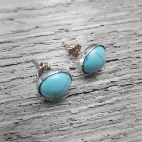 Boucles clous Cenelle cabochons pierre naturelle
