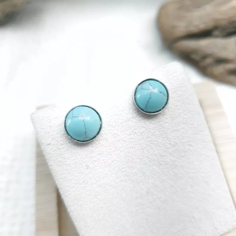 Boucles clous Cenelle cabochons pierre naturelle Boucles clous Cenelle cabochons pierre naturelle