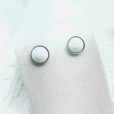 Boucles clous Cenelle cabochons pierre naturelle