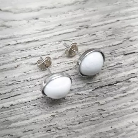 Boucles clous Cenelle cabochons pierre naturelle