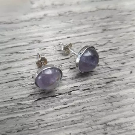 Boucles clous Cenelle cabochons pierre naturelle