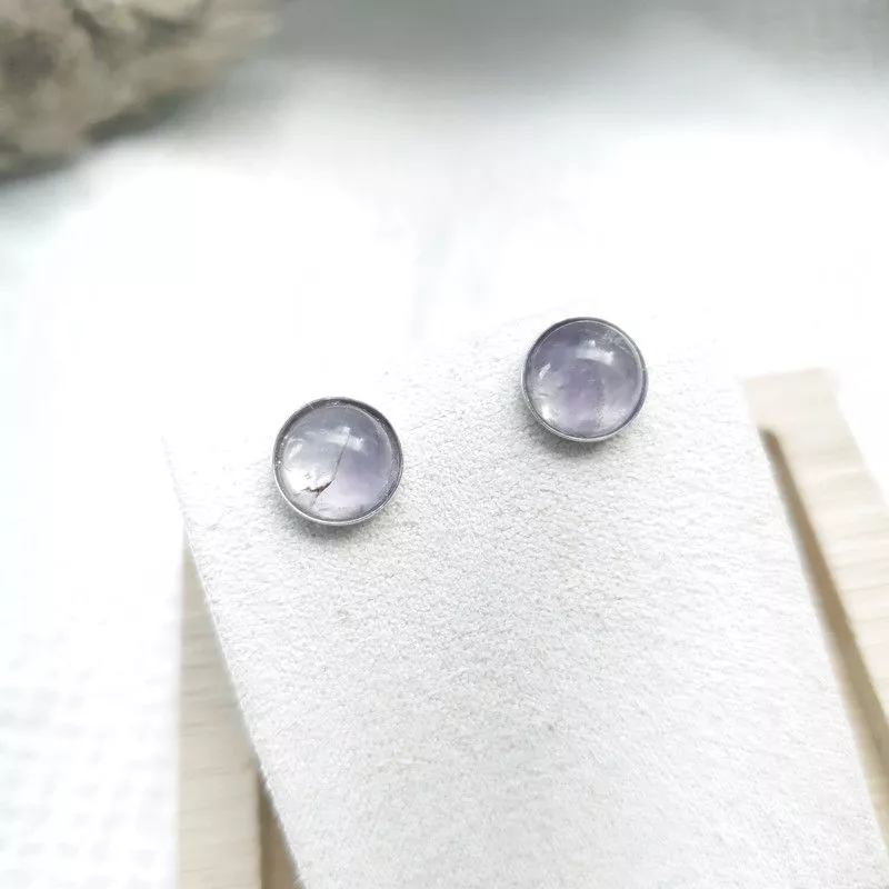 Boucles clous Cenelle cabochons pierre naturelle Boucles clous Cenelle cabochons pierre naturelle