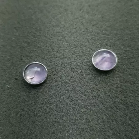 Boucles clous Cenelle cabochons pierre naturelle
