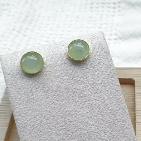 Boucles clous Cenelle cabochons pierre naturelle
