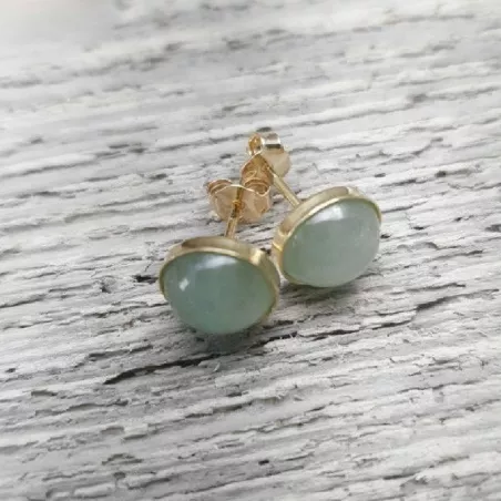 Boucles clous Cenelle cabochons pierre naturelle