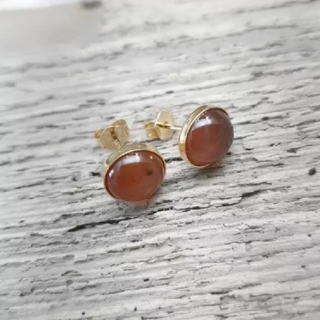 Boucles clous Cenelle cabochons pierre naturelle