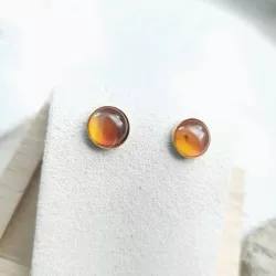 Boucles clous Cenelle cabochons pierre naturelle