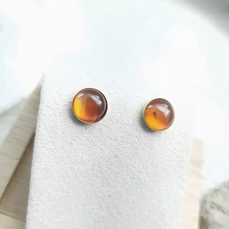 Boucles clous Cenelle cabochons pierre naturelle Boucles clous Cenelle cabochons pierre naturelle