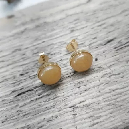 Boucles clous Cenelle cabochons pierre naturelle