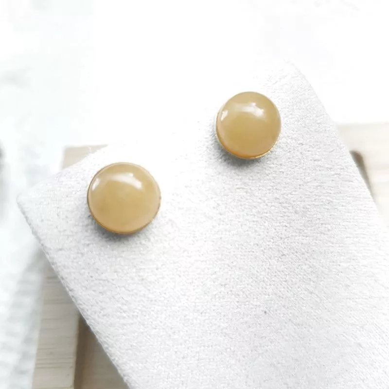 Boucles clous Cenelle cabochons pierre naturelle Boucles clous Cenelle cabochons pierre naturelle