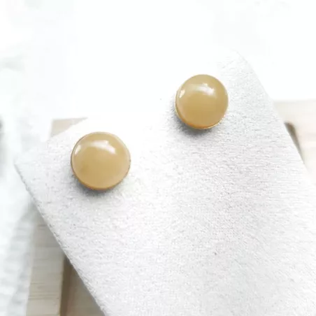 Boucles clous Cenelle cabochons pierre naturelle