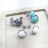 Boucles clous Cenelle cabochons pierre naturelle