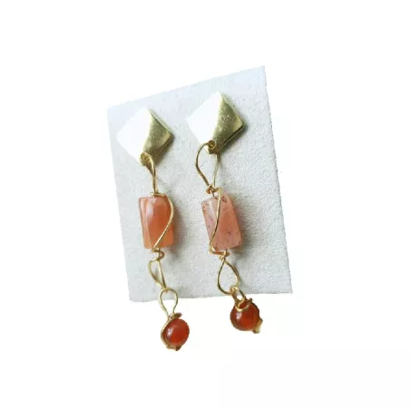 Boucles Berenice en acier inoxydable et perles cylindres naturelles