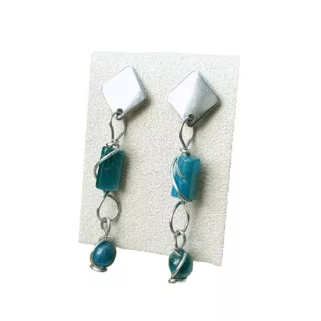 Boucles Berenice en acier inoxydable et perles cylindres naturelles