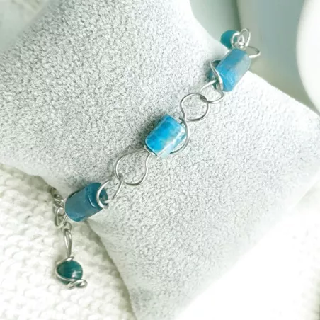 Bracelet Berenice en acier inoxydable et pierres cylindres naturelles