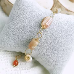 Bracelet Berenice en acier inoxydable et pierres cylindres naturelles