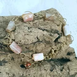 Bracelet Berenice en acier inoxydable et pierres cylindres naturelles
