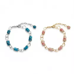 Bracelet Berenice en acier inoxydable et pierres cylindres naturelles