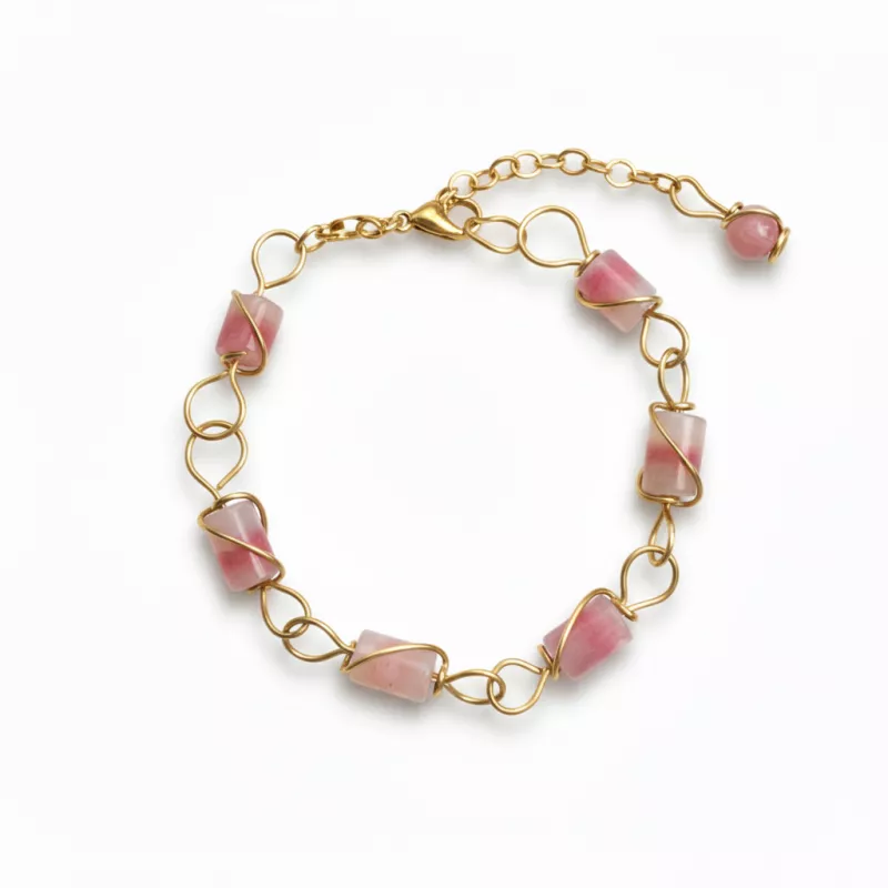 Bracelet Berenice en acier inoxydable et pierres cylindres naturelles Bracelet Berenice en acier inoxydable et pierres cylindres naturelles