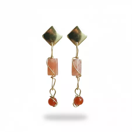 Boucles Berenice en acier inoxydable et perles cylindres naturelles