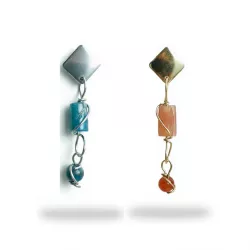 Boucles Berenice en acier inoxydable et perles cylindres naturelles