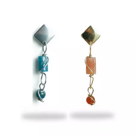 Boucles Berenice en acier inoxydable et perles cylindres naturelles