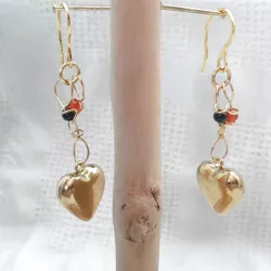 Boucles doreilles cœurs pierres chakras argent or