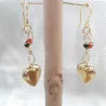 Boucles doreilles cœurs pierres chakras argent or